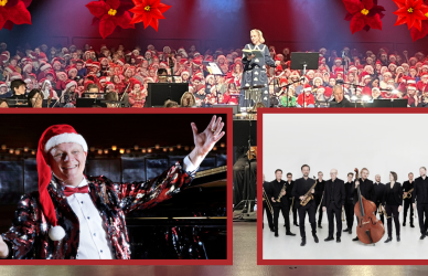 Korfoto fra Julekoncerten 2024 med Christine Schou og Danmarks UnderholdningsOrkester. I 2025 synger koret med Sigurd Barret og Aarhus Jazz Orchestra. Korfoto fra Julekoncerten 2024 med Christine Schou og Danmarks UnderholdningsOrkester. I 2025 synger koret med Sigurd Barret og Aarhus Jazz Orchestra.